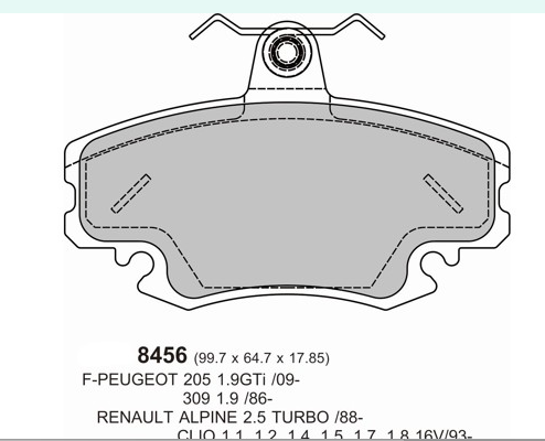 205 GTI / Clio 2.0 Williams 16V PBS ProRace Performance Brake Pads 8456