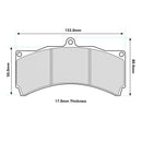 D2 Caliper F330mm, F356mm, R380mm 6POT Performance Brake Pad 17mm 8448